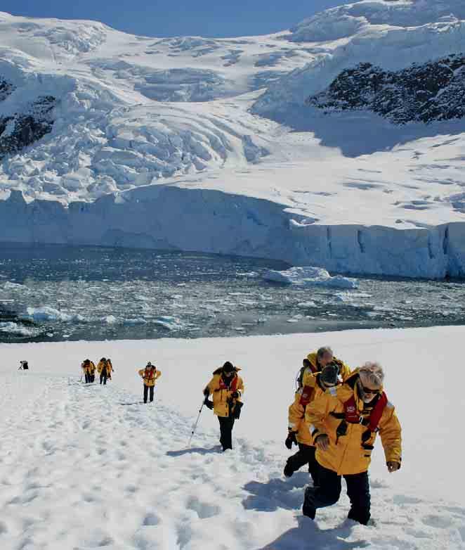expedition in brief: Highlights of the Antarctic Small ships Optional kayaking, camping, cross-country skiing and mountaineering Penguin rookeries Zodiac
