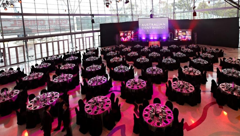 The Grand Foyer is the main entry point to the venue yet also a versatile area that is ideal for Gala Dinners, lunch programs, product displays and expos.
