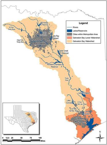 Galveston Bay Watershed About half of Texans live within the Galveston Bay watershed Watershed is