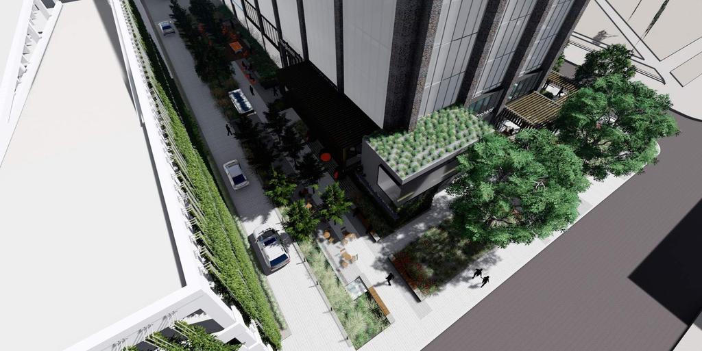 Travis Park Plaza will undergo extensive exterior landscape renovations, which will activate the area around the project and add to the walkability in the area.