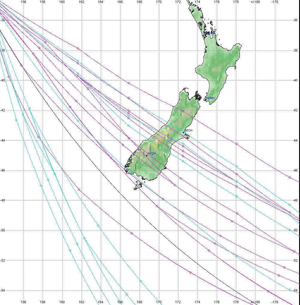 Appendix A Variation in optimum routes across a monthly statistical wind data analysis Sydney Santiago Sydney flights Blue lines =