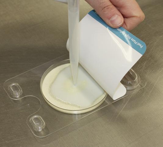 Avoid hand contact with test samples and Peel Plate CC-C HV medium.