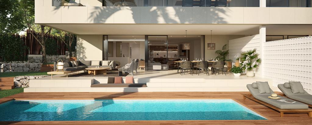 A poolside area with infinite possibilities for outdoor living.