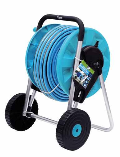 Flopro Carts READY TO SE 70300146 FLOPRO CART WITH 25M HOSE FREE Reinforced hose on wheeled cart for enhanced performance This set includes: 25m Flopro Hose, Dual Fit Outside Tap Connector (½ & ¾ ),
