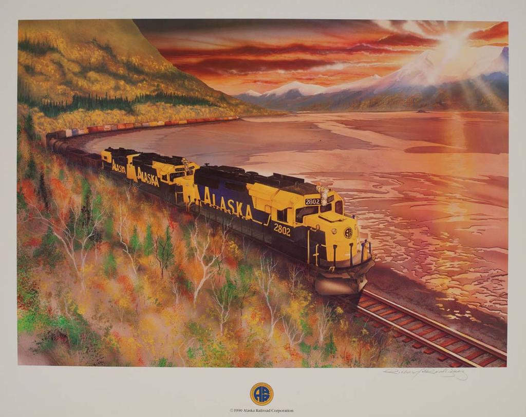 Print: 26 ½ X 21 Turnagain Arm Poster: 23 ¾ X 18 ¼ Alaska Railroad trains