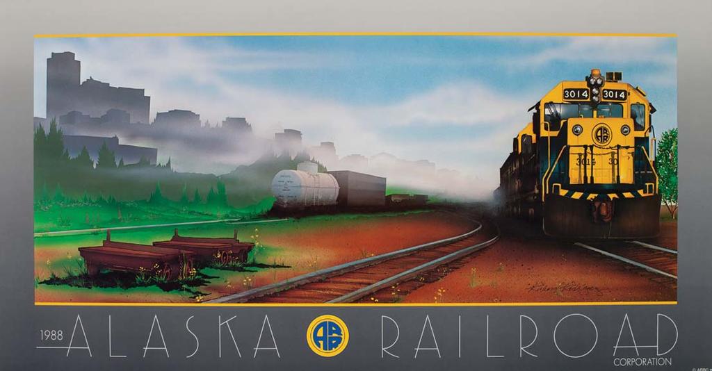Poster: 30 X 15 ½ Rail Yard The 1988 poster was the second of three painted by Richard Rodriquez.