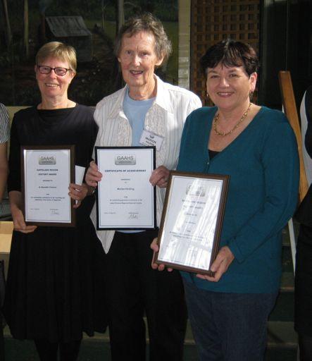 Meredith Fletcher, Marion Holding and Lyn Skillern with the awards they received at Old Gippstown Feature article Making comparisons McCartin Street by Lyn Skillern I came to Leongatha in February
