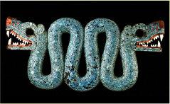 5 inches, Stone 38 Turquoise Mosaic of a Double-Headed Serpent, 15 th 16 th century,