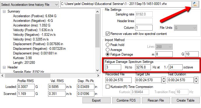 Import a Time History File Set Analysis Frequency Range