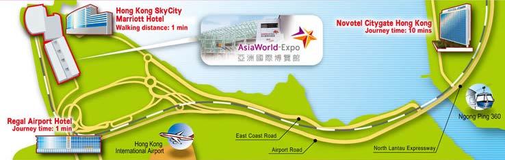 ACCOMMODATION 3 HOTELS NEARBY ASIAWORLD-EXPO OFFICIAL HOTEL Hong Kong SkyCity Marriott Hotel 658 guests rooms 1-minute walking distance to AWE Free shuttle bus service to the airport, MTR Tung Chung