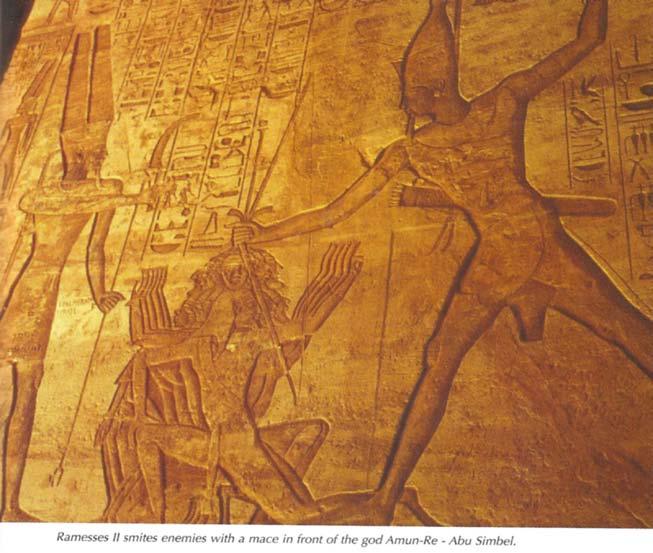 The southern wall of the hall shows Ramesses II burning