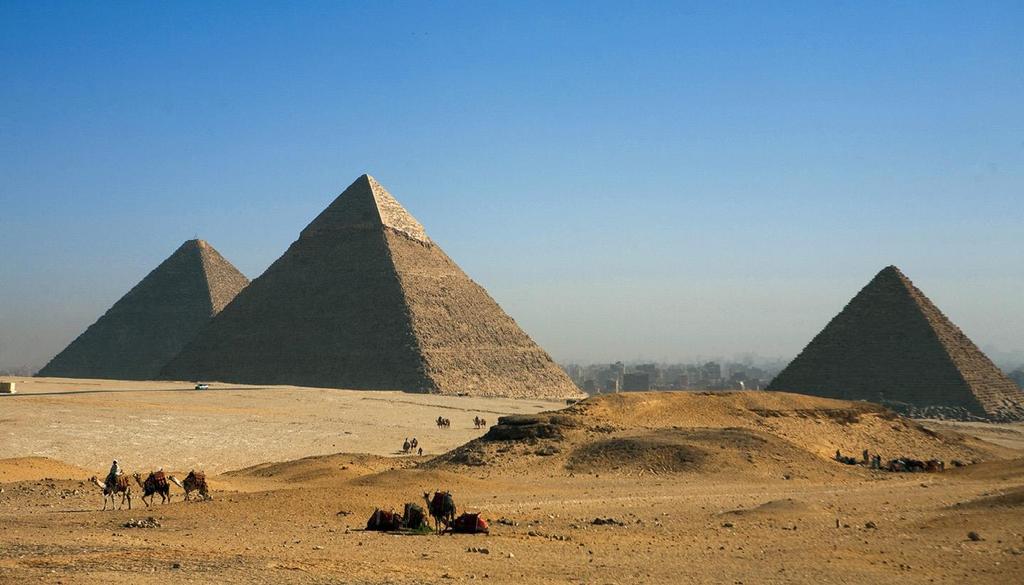 The Pyramids at Giza (Gizeh) Pyramids at Giza: from left to right, the pyramids of