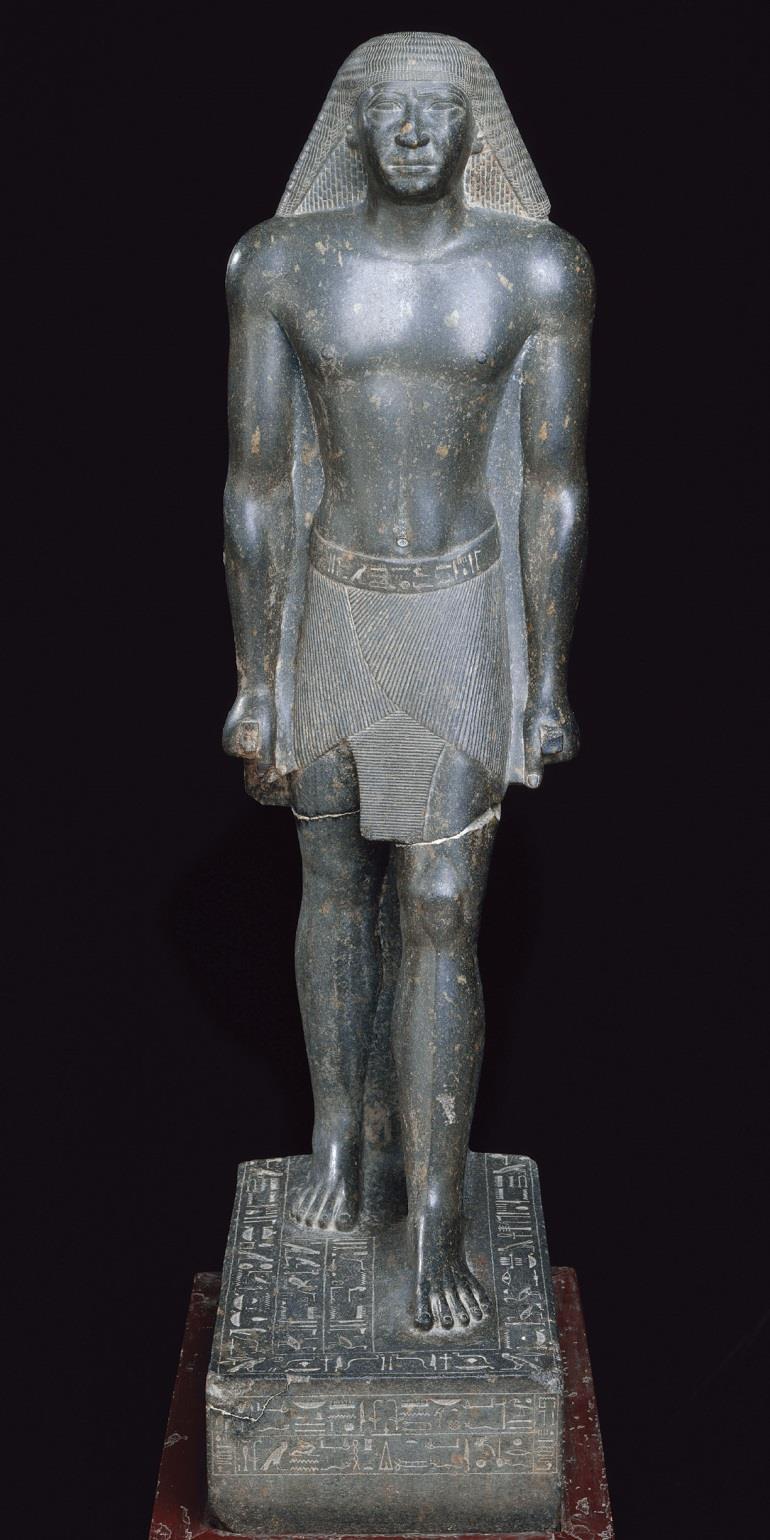 3-38 Portrait statue of Mentuemhet, from Karnak, Egypt, 26th Dynasty, ca. 660 650 BCE. Granite, 4 5 high.