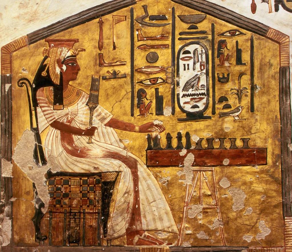 Fresco Right - Queen Nefertiti playing a game, c.