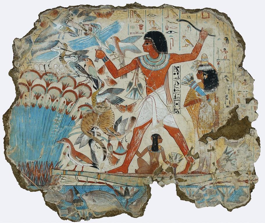 Figure 3-28 Fowling scene, from the tomb of Nebamun, Thebes, Egypt, 18th