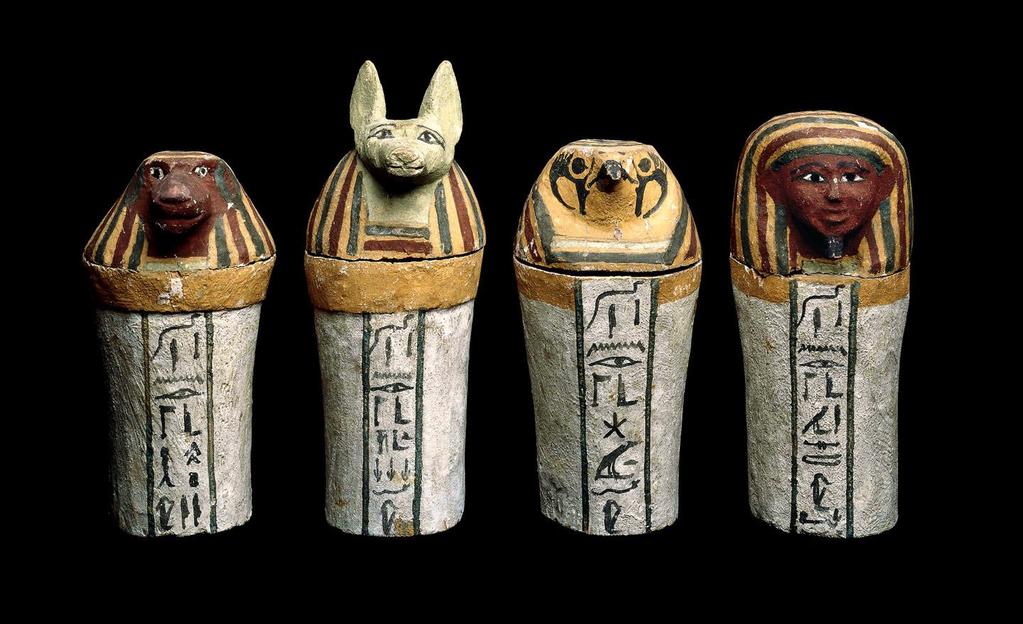 wooden canopic jars Painted wooden canopic jars, c.
