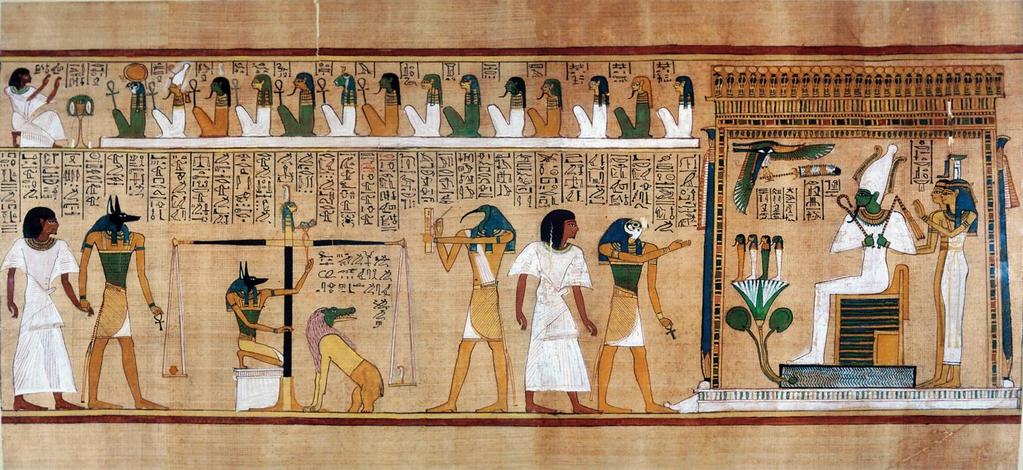 Figure 3-1 Judgment of Hu-Nefer, detail of an illustrated Book of the Dead, from the tomb of Hunefer, Thebes, Egypt,