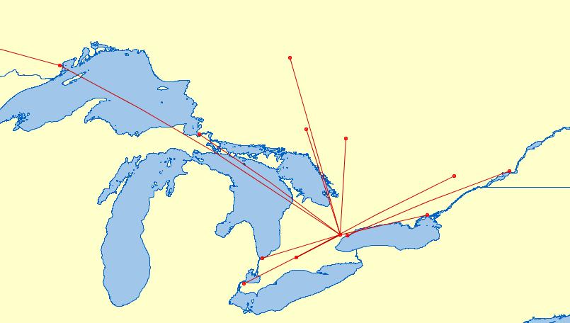 OUR NETWORK IN ONTARIO Beginning in Ontario, 10 Ontario cities are linked to our Global Hub at Toronto Pearson Thunder Bay