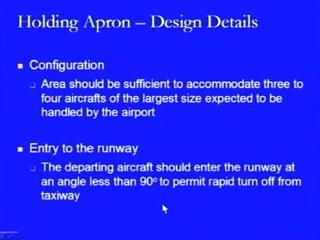 (Refer Slide Time 19:08) Now we look at the configuration so what is needed is that the area should be sufficient to accommodate 3 to 4 aircrafts of the largest size expected to be handled by the