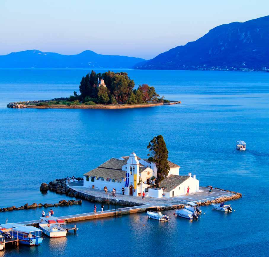 AT A GLANCE: Airport: Corfu International Airport (CFU) Average Flight Time: 3 Hours Average Temperature: 30 C Average Transfer Time: 50 Minutes Population: 102,000 TOP THINGS TO DO: New Fort Museum