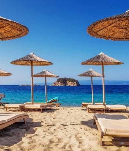 INTRODUCING SKIATHOS Part of the Sporades islands, Skiathos is famous for its green landscapes and dozens of golden beaches which have been awarded with eight blue flags.