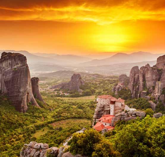 View of Meteora mountains and Monastery of the Holy Trinity Statue of Ancient Greek God Athena GUIDED TOUR: NORTHERN GREECE TOURS EXPLORE BYZANTINE GREECE The 8 Day Northern Greece Tour is focused