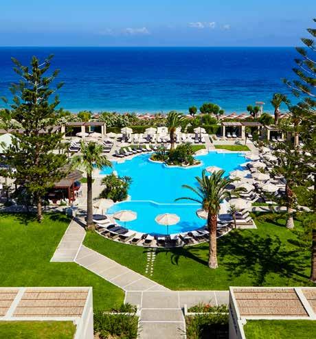 Set in extensive grounds and overlooking the beach of Ixia, the hotel is 4km away from the cosmopolitan town of Rhodes, offering luxurious, sophisticated facilities and a range of dining experiences