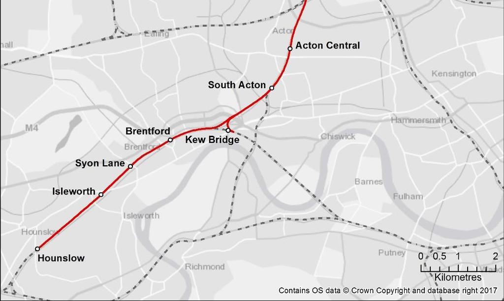 An option to serve these developments in a sustainable way, consistent with the draft Mayor s Transport Strategy ambitions, is to restore passenger services on the Dudding Hill Line and the Kew Acton