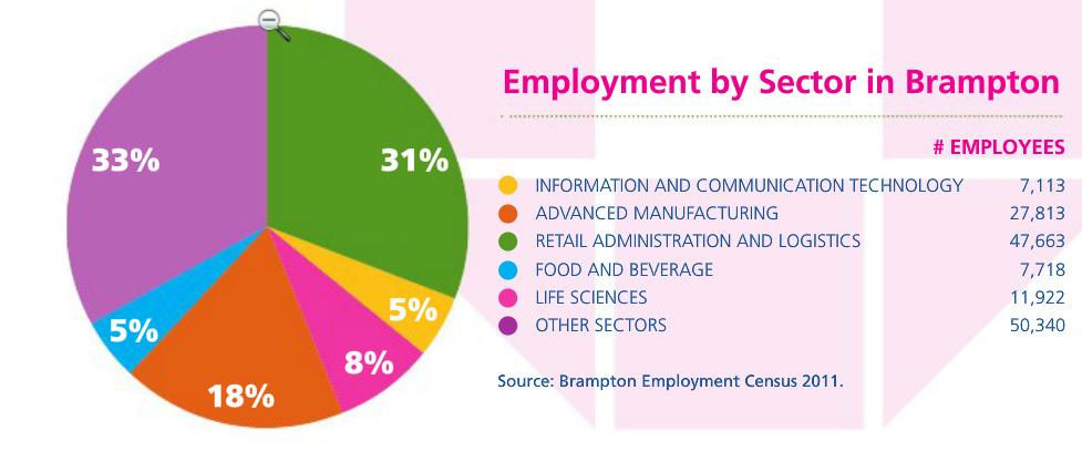 to markets - a sustainable and efficient infrastructure Skills development and training choices - excellent schools A financially stable and supportive Municipality Interesting Facts Brampton has the