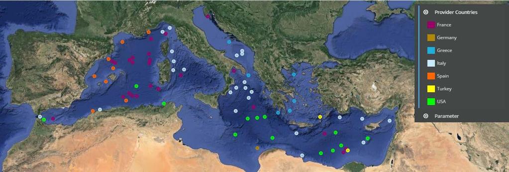 Figure 1. Active floats in the Mediterranean (March 2015). Greek floats are presented with light blue dots (http://www.greekargo.gr) All floats have been integrated in the MedArgo project.