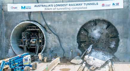Showground 25 metres underground 46 37 Castle Hill 25 metres underground 44 35 Australia s longest railway tunnels These twin 15-kilometre tunnels from Bella Vista to Epping were completed in January