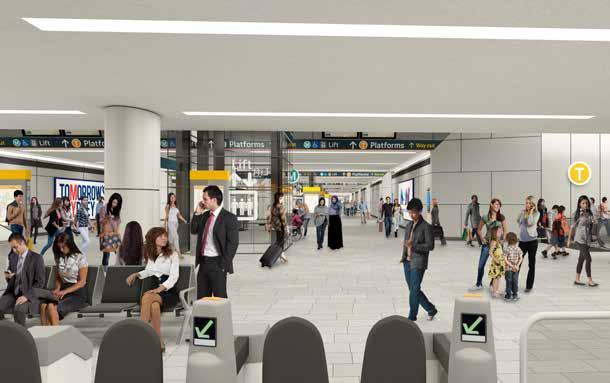 This wide, accessible and modern pedestrian link from the eastern side of Central Station will link the new light rail stop to the new Sydney Metro platforms, with direct access to existing suburban