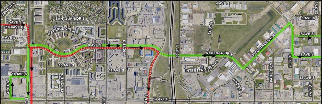 Modifications to Existing Route 16 Existing Route 16 is a 2 hour long route that originates at the GTC, travels to the West Acres Mall and then to West Fargo city center via 13 th Ave.