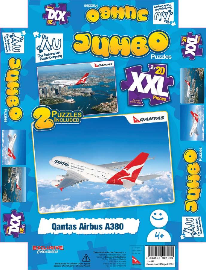 something NEW for the Kids with a cool Range to follow through Findarama Series, Where is Johnno @ Bondi Beach Jumbo Size - Qantas 1000pc Airbus jigsaw A380 puzzle 2 x XXL pieces The new Jumbo series