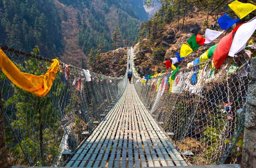 9 Day 10 Trek to Namche (3450m), trek approx. 4-5hrs The Sherpa culture of the valley is evident in the colourful Mani walls and prayer flags as we ascend the trail.