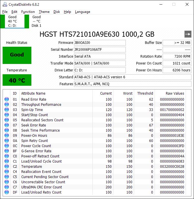 Slika 9. Glavni prozor aplikacije CrystalDiskInfo CrystalDiskMark aplikacija služi za dobivanje brzine čitanja i zapisivanja podataka različitih veličina na tvrdi disk.