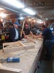 Long in East Waterford, in the woodworking workshop where James and his sons Eric and Darin build cabinets and do other carpentry projects for their company.