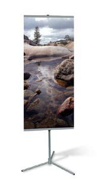 LiteBanner non-retractable banner stand Lightweight tension banner stand with a streamlined design Sleek T -shape base design with a fixed-height 3-piece pole Standard clamp-style profile bars accept