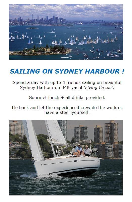 SAILING ON SYDNEY HARBOUR for 4 on board the 34ft Flying
