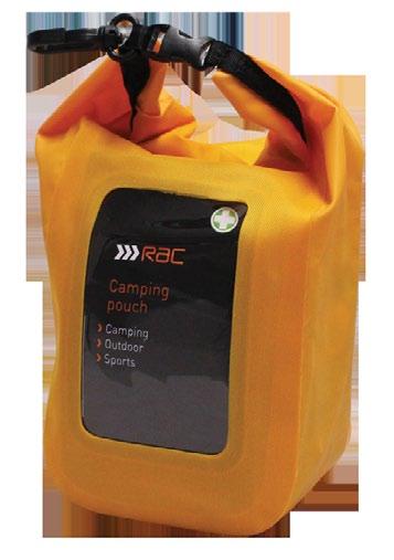 Camping first aid pouch Water-resistent pouch with comprehensive first aid contents.