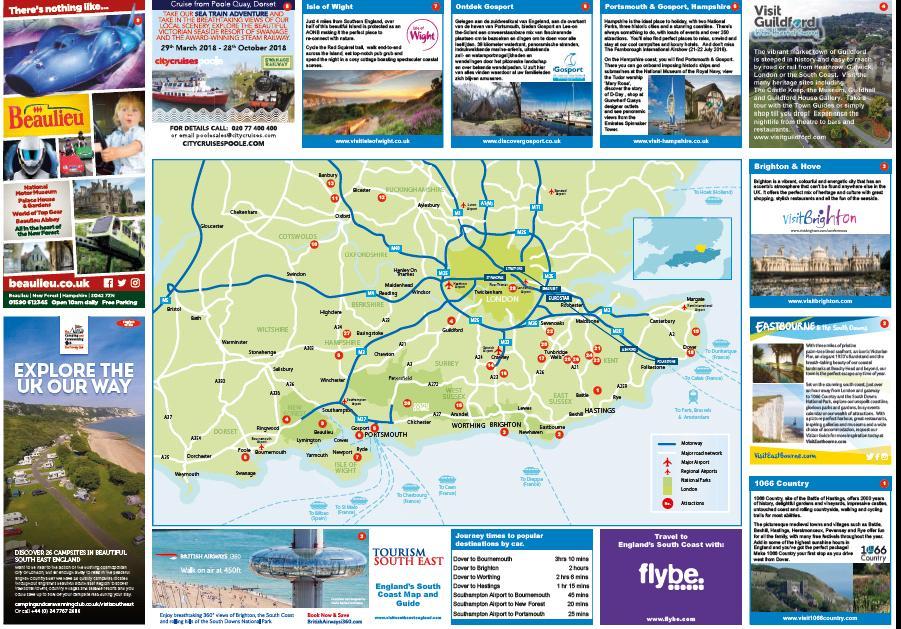 England s South Coast Touring Map A total of 5000 England s South Coast touring maps were printed for distribution between both shows This was supported by 27 advertisers and contained a map of the