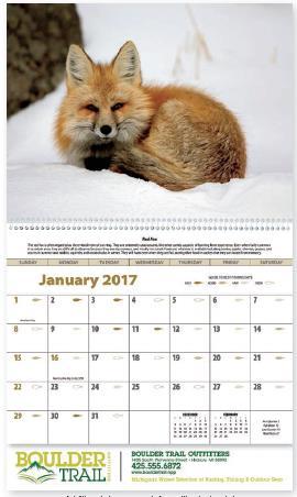 1806 Sportsman 2017 Calendar Add value to your calendar with an extra sheet and/or an Insights backmount for