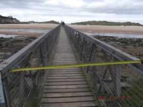 1m wide wooden slatted footbridge >100m long across River Lossie Feature/description Alternative access to avoid