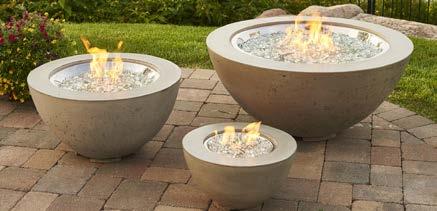 38 CV-20 cove 12 fire pit bowl CV-20 with GLASS GUARD-20-R and CFP42-RCH-P Natural Grey Supercast bowl