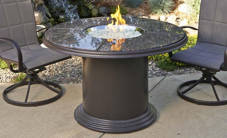 colonial 27 27 30 Chat Height Dining Height Absolute Black granite on a Black fiberglass base or