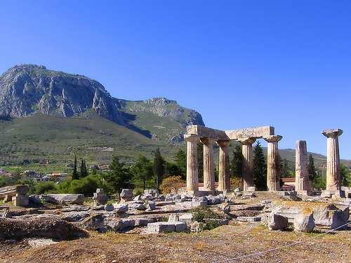 The City of Corinth Temple of Apollo was in the center of the city.