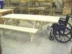 Commercial Collection Picnic Table An eight foot table accommodates a wheelchair, and can also be used when extra