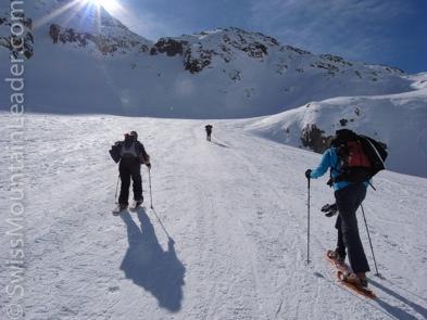 Then it s only accessible to people who are prepared to climb up on skis or snowshoes picking a careful route through the steep, avalanche prone slopes
