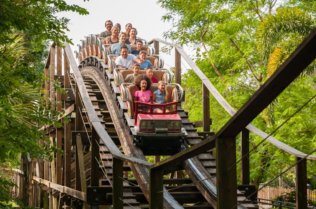 4. Engineering of Coastersaurus: Visit Coastersaurus in Land of Adventure. Funtastic Facts about Coastersaurus: About 70,000 feet of lumber was replaced. o Enough wood to build seven 1800 sq. ft.