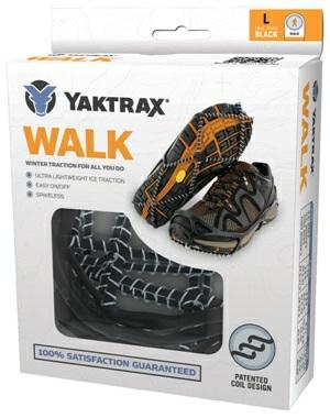 Yaktrax Walkers Yaktrax Walker gives you instant confidence and safety in snowy or icy conditions. You'll feel the same solid, predictable grip you're accustomed to feeling on dry surfaces.